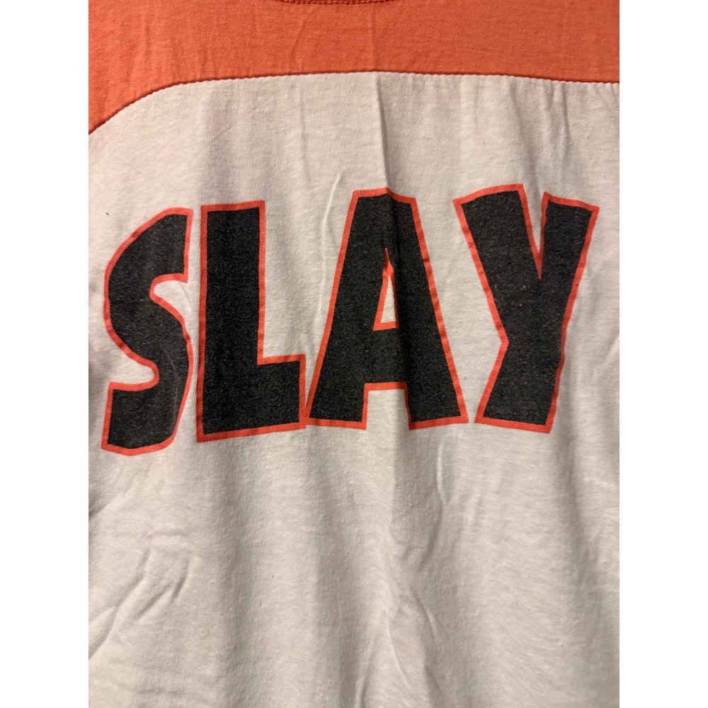 Bobbie Brooks Slay GraphicTee Womens 1X Coral White ColorblockShort Sleeve Shirt - Picture 2 of 5